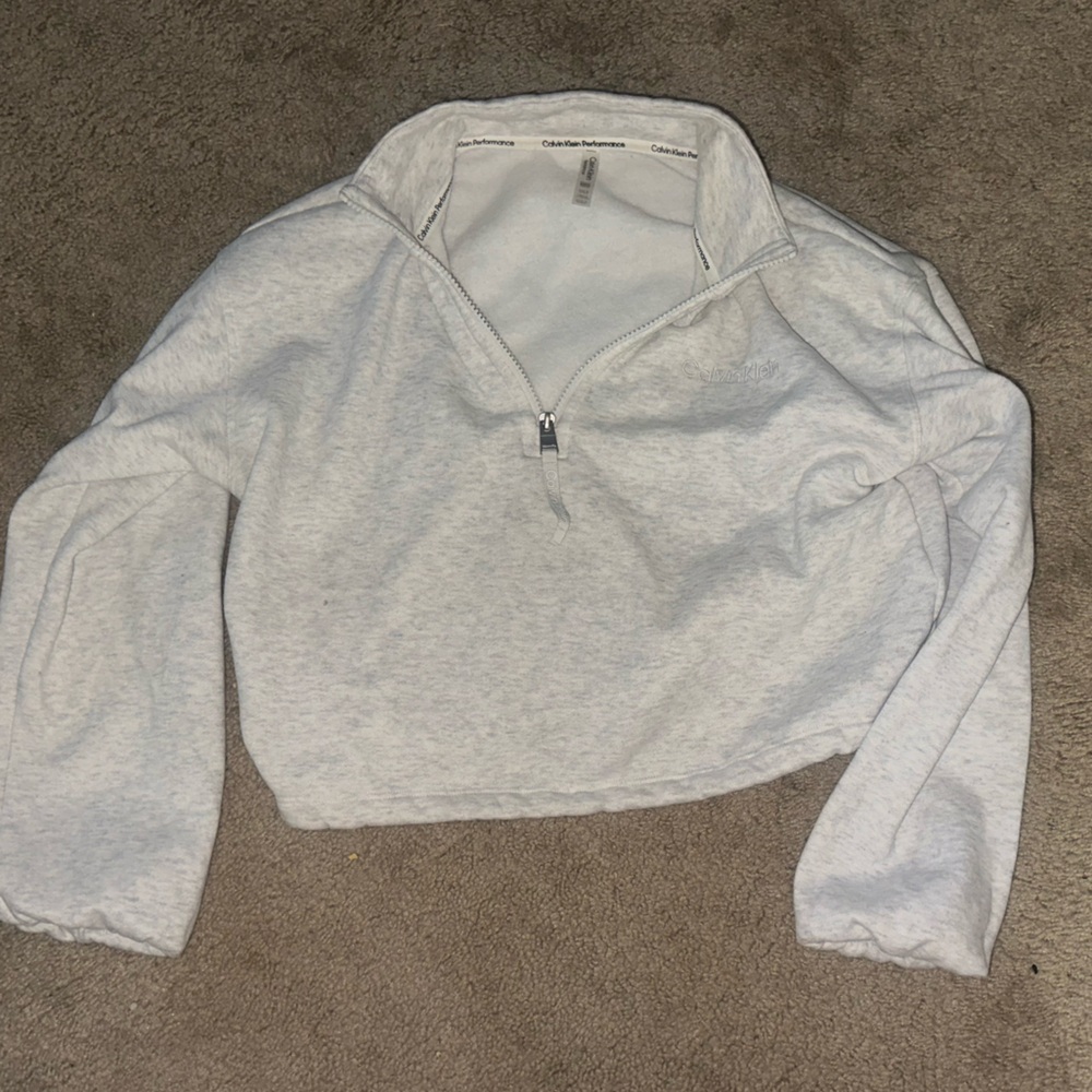 Calvin Klein Light Gray Zip-Up Top